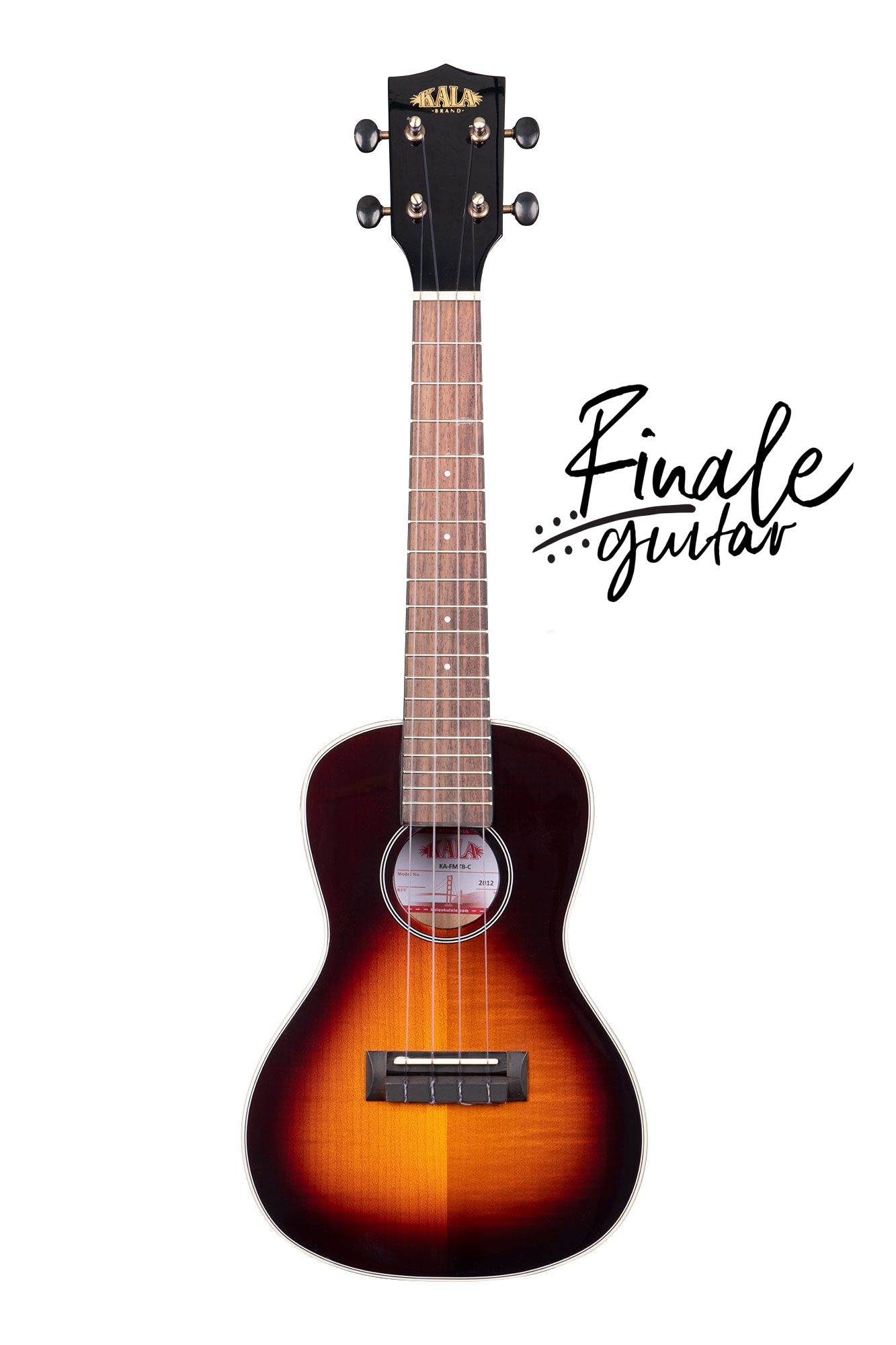 Kala KA-FMTB-C flamed maple concert ukulele in tobacco burst finish- for sale in our Sheffield ukulele shop, Finale Guitar