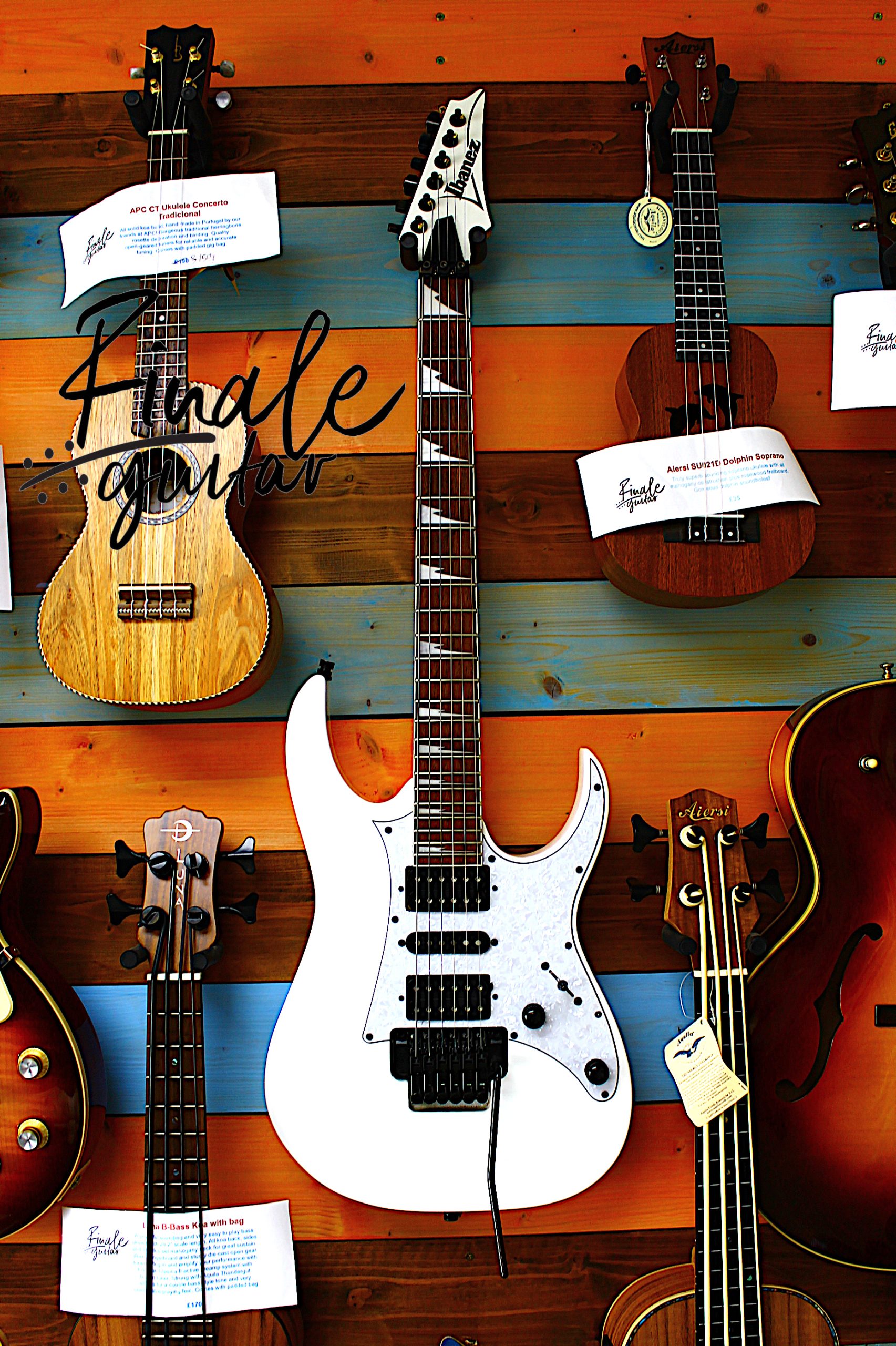 Ibanez RG350DXZ-WH (Indonesia, 2021) with fitted foam hard case - mint condition for sale in our Sheffield Guitar Shop, Finale Guitar