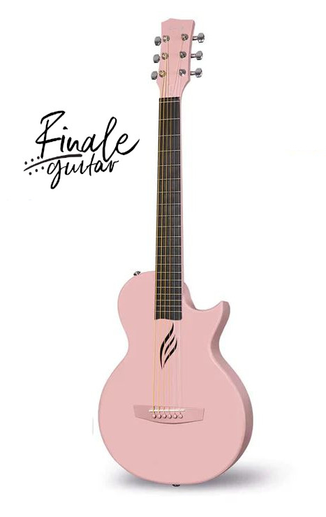 Enya Nova GO Pink 3/4 size guitar with carbon case for sale in our Sheffield Guitar Shop, Finale Guitar