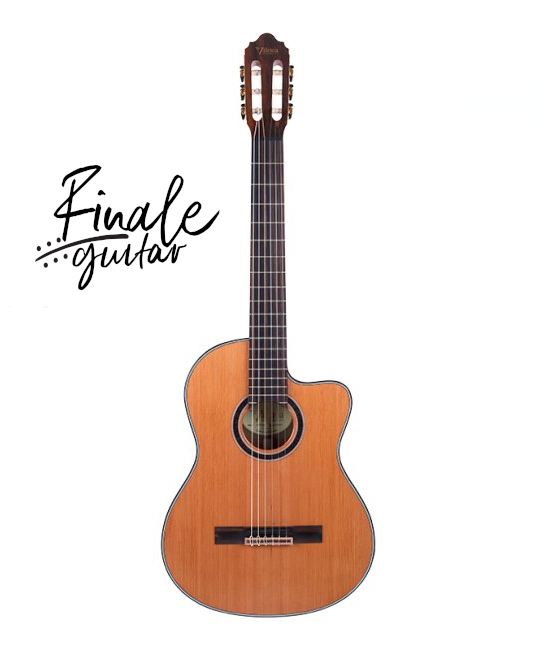 Valencia VC744TCE thinline electro-classical guitar for sale in our friendly Sheffield guitar shop, Finale Guitar