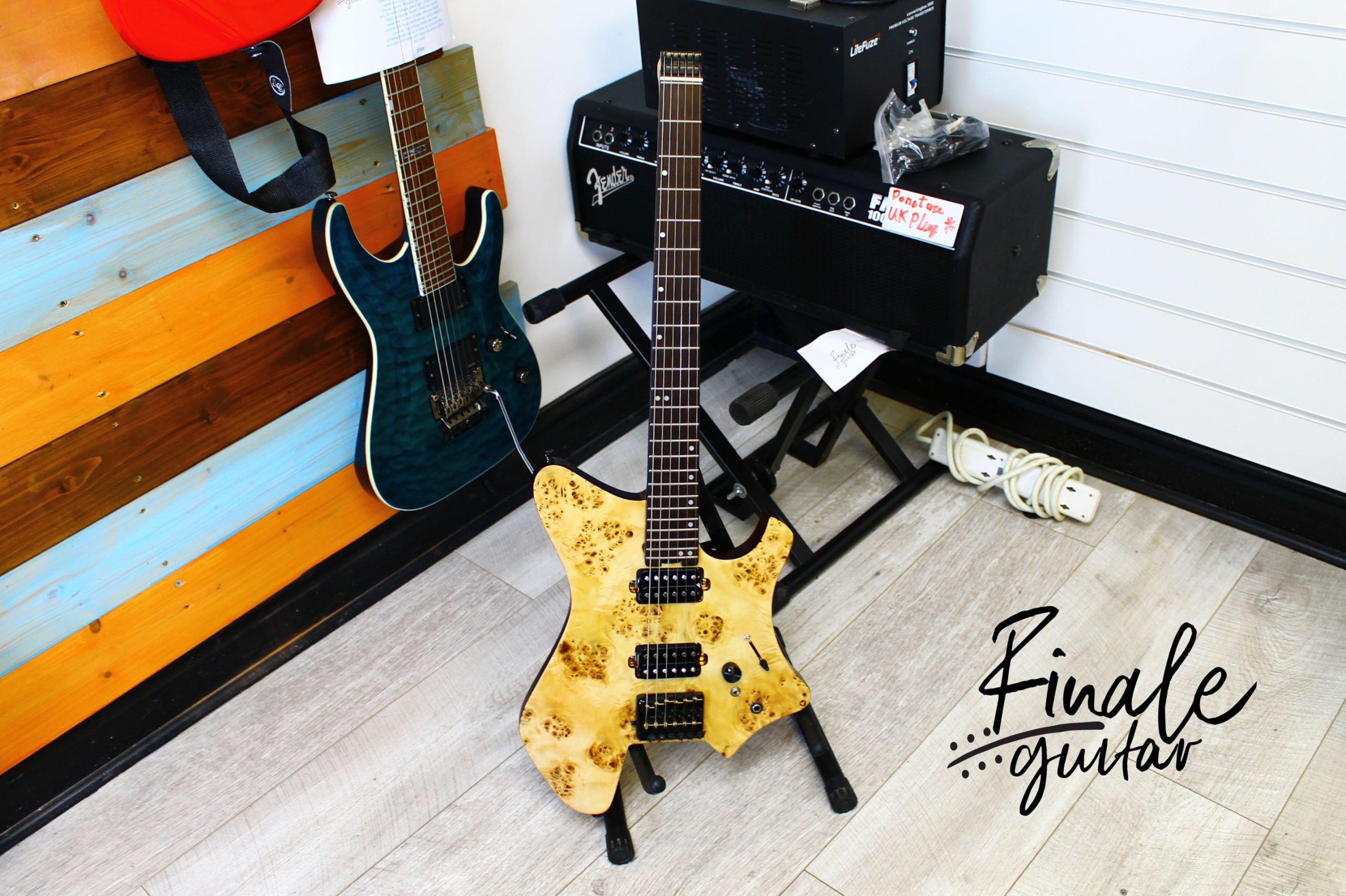 Eart headless electric guitar for sale in our Sheffield Guitar Shop, Finale Guitar
