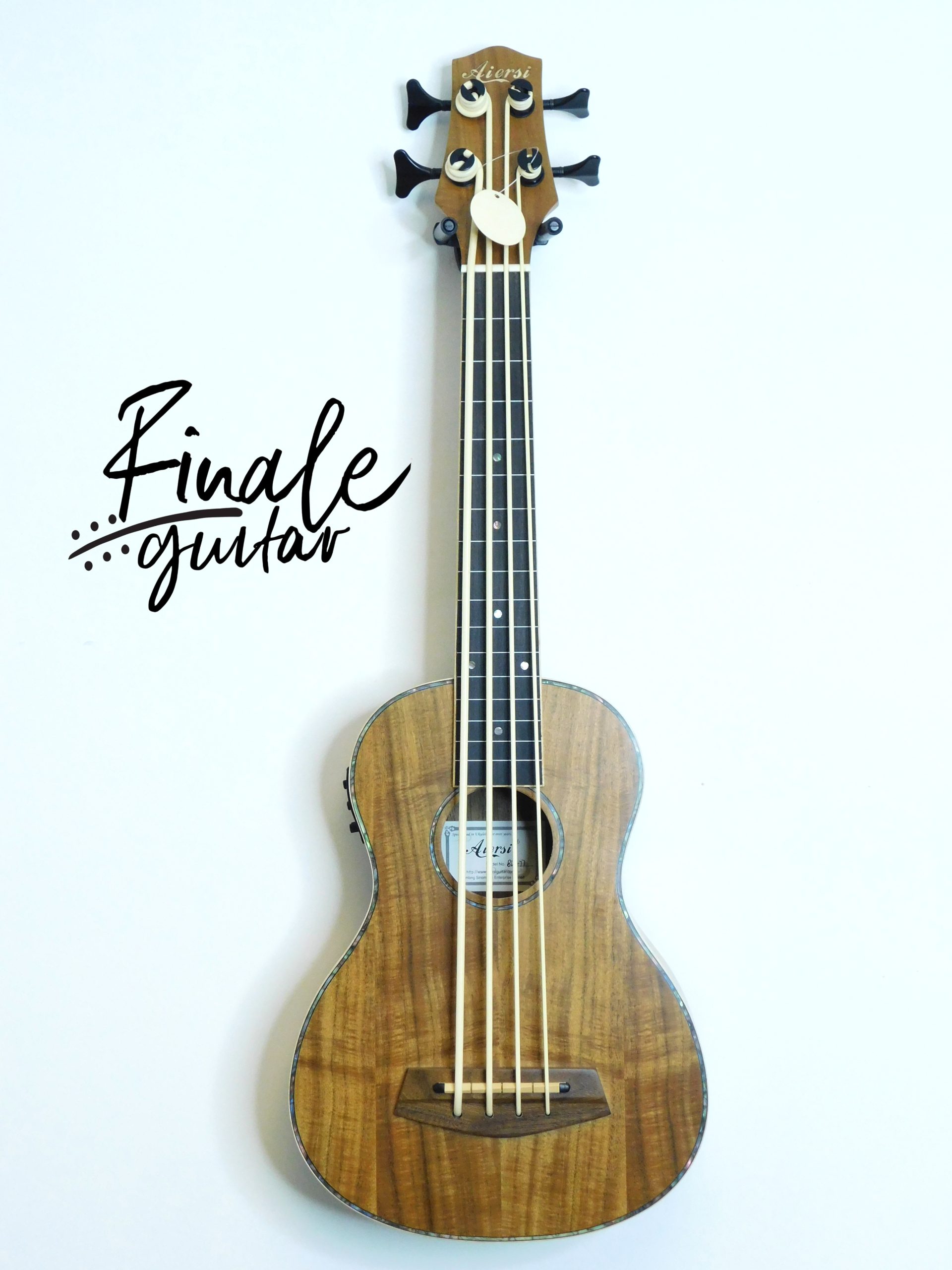 Aiersi Fretless Koa U Bass for sale in our Sheffield guitar shop, Finale Guitar